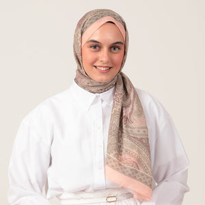 Pamuk İpek Şal - Hint Desen - Somon