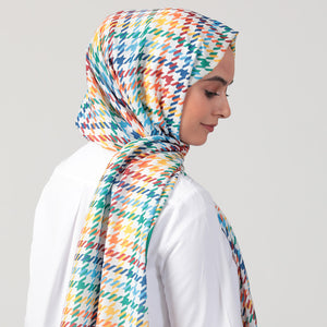 Pamuk İpek Şal - Kazayağı Desen - Benetton