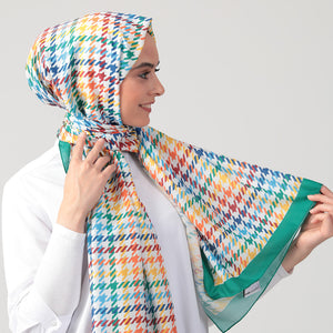 Pamuk İpek Şal - Kazayağı Desen - Benetton