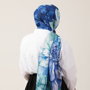 Pamuk İpek Şal - Lotus Desen - Su Yeşili