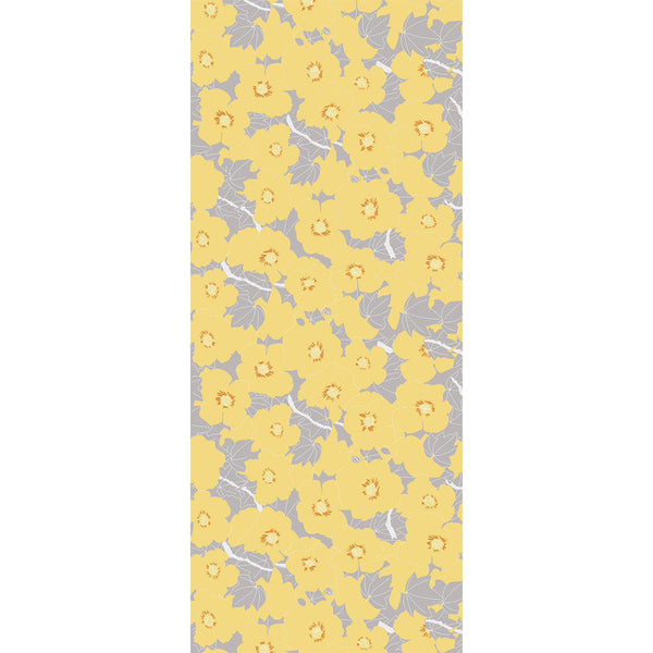 Pamuk İpek Şal - Manolya Desen - Sarı