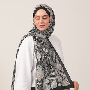 Pamuk İpek Şal - Marakeş Desen - Siyah