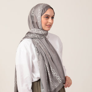 Pamuk İpek Şal - Zincir Desen - Açık Vizon