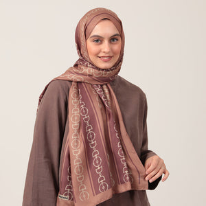 Pamuk İpek Şal - Zincir Desen - Kahverengi