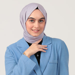 Pamuk Jakar Ağaç Kabuğu Desen Şal - Lila