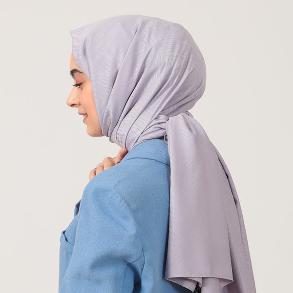 Pamuk Jakar Ağaç Kabuğu Desen Şal - Lila