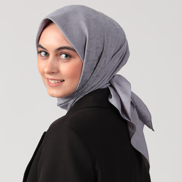 Pamuk Jakar - Büyük Kazayağı Desen Eşarp - Antrasit Mavi