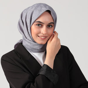 Pamuk Jakar - Büyük Kazayağı Desen Eşarp - Antrasit Mavi