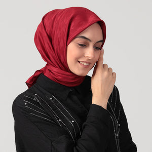 Pamuk Jakar - Büyük Kazayağı Desen Eşarp - Bordo