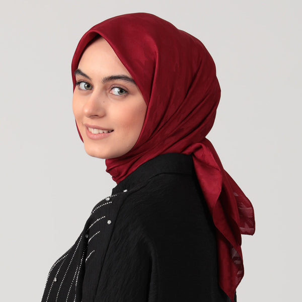 Pamuk Jakar - Büyük Kazayağı Desen Eşarp - Bordo