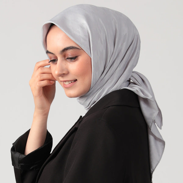 Pamuk Jakar - Büyük Kazayağı Desen Eşarp - Buz Beyazı