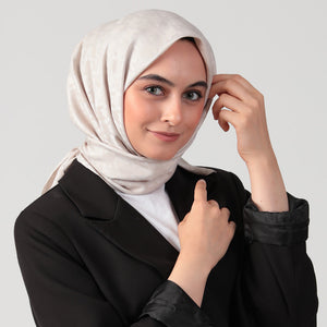 Pamuk Jakar - Büyük Kazayağı Desen Eşarp - Latte