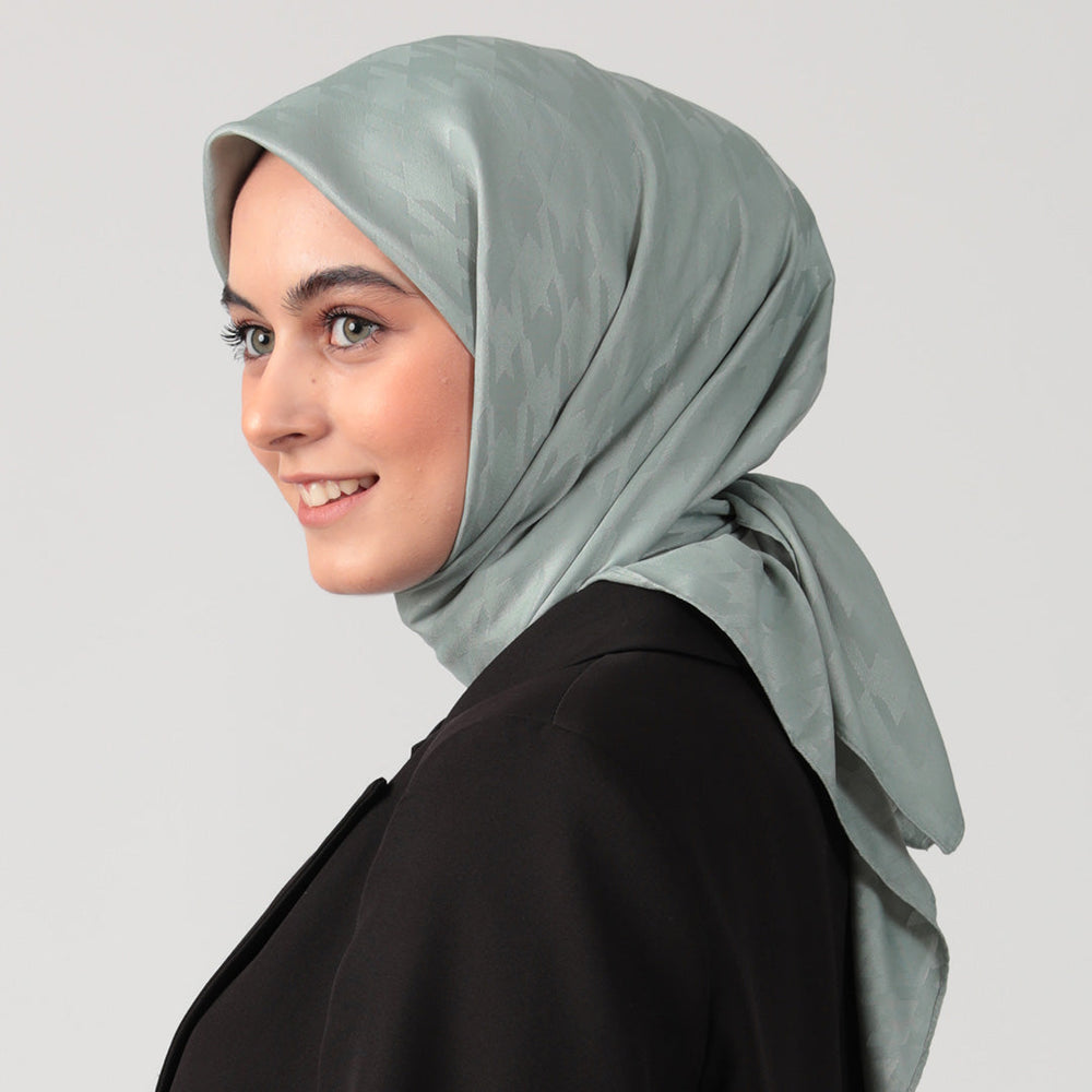 Pamuk Jakar - Büyük Kazayağı Desen Eşarp - Mint