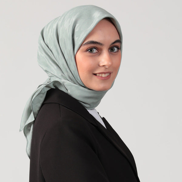 Pamuk Jakar - Büyük Kazayağı Desen Eşarp - Mint