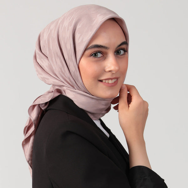 Pamuk Jakar - Büyük Kazayağı Desen Eşarp - Pudra