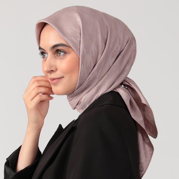 Pamuk Jakar - Büyük Kazayağı Desen Eşarp - Pudra