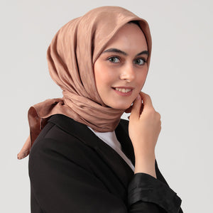 Pamuk Jakar - Büyük Kazayağı Desen Eşarp - Sütlü Kahve