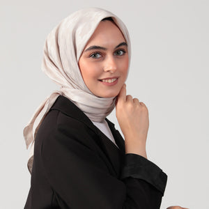 Pamuk Jakar - Büyük Kazayağı Desen Eşarp - Taş