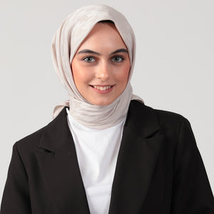 Pamuk Jakar - Büyük Kazayağı Desen Eşarp - Taş