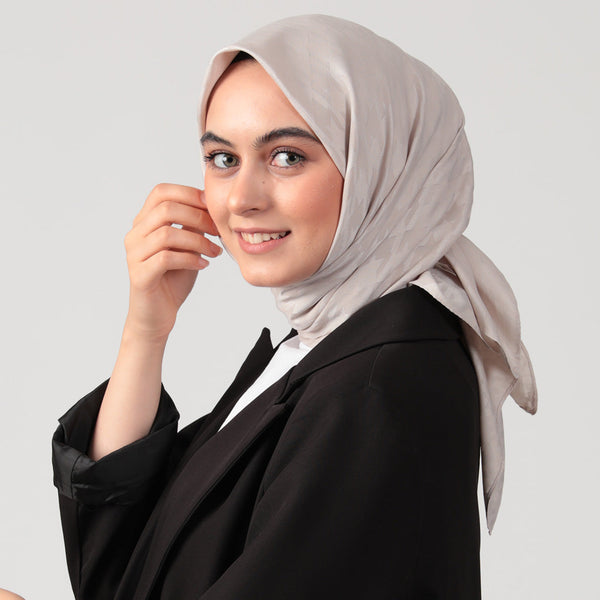 Pamuk Jakar - Büyük Kazayağı Desen Eşarp - Taş