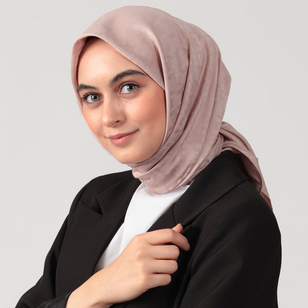 Pamuk Jakar - Büyük Kazayağı Desen Eşarp - Vizon