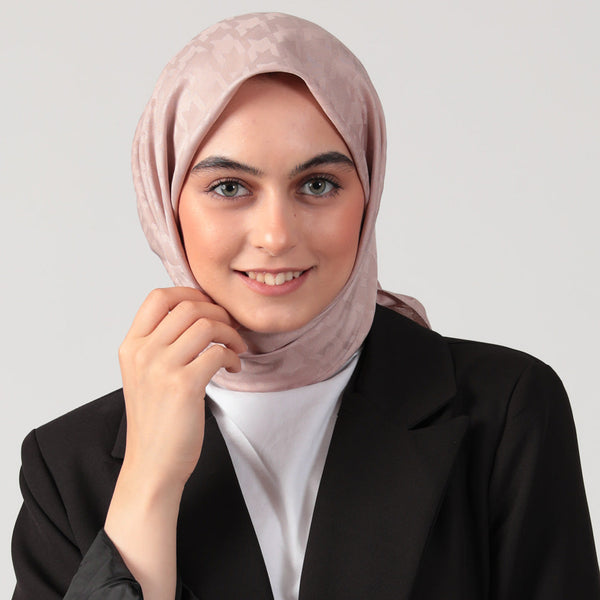 Pamuk Jakar - Büyük Kazayağı Desen Eşarp - Vizon