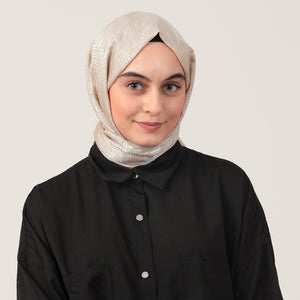 Pamuk Jakar Çizgi Desen Şal - Bej