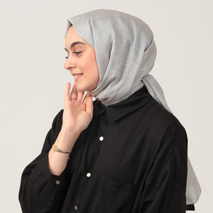 Pamuk Jakar Çizgi Desen Şal - Gri