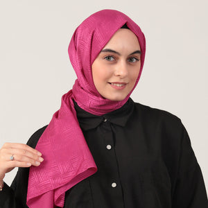 Pamuk Jakar Çizgi Desen Şal - Mürdüm