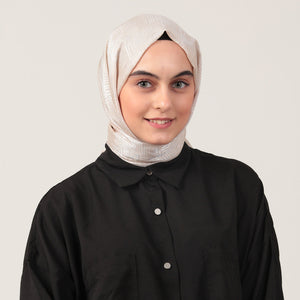 Pamuk Jakar Çizgi Desen Şal - Taş