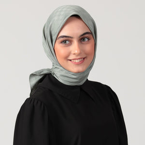 Pamuk Jakar - Kazayağı Desen Eşarp - Mint