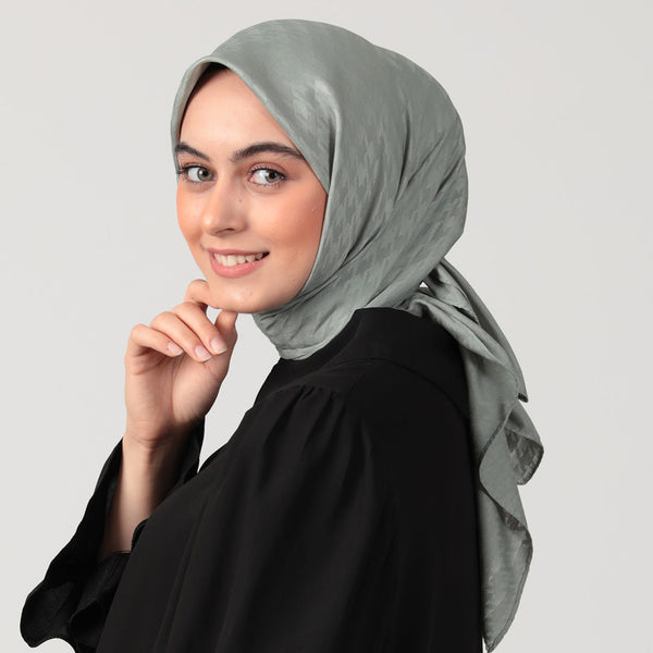 Pamuk Jakar - Kazayağı Desen Eşarp - Mint