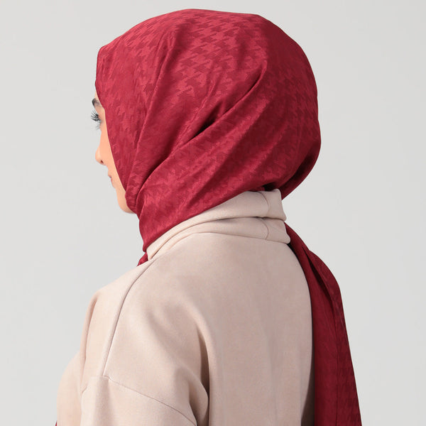 Pamuk Jakar - Kazayağı Şal - Bordo