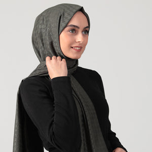 Pamuk Jakar - Kazayağı Şal - Koyu Haki