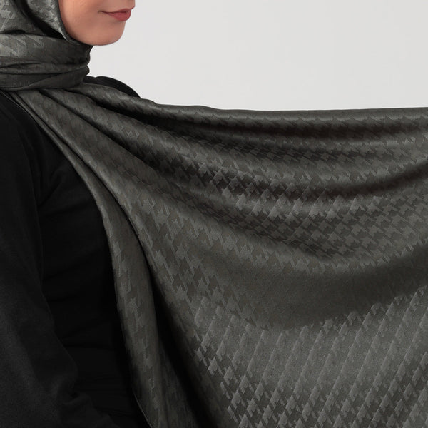 Pamuk Jakar - Kazayağı Şal - Koyu Haki