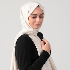 Pamuk Jakar - Kazayağı Şal - Krem