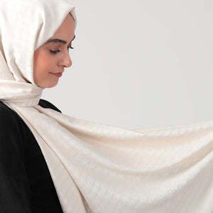 Pamuk Jakar - Kazayağı Şal - Krem