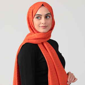 Pamuk Jakar - Kazayağı Şal - Turuncu