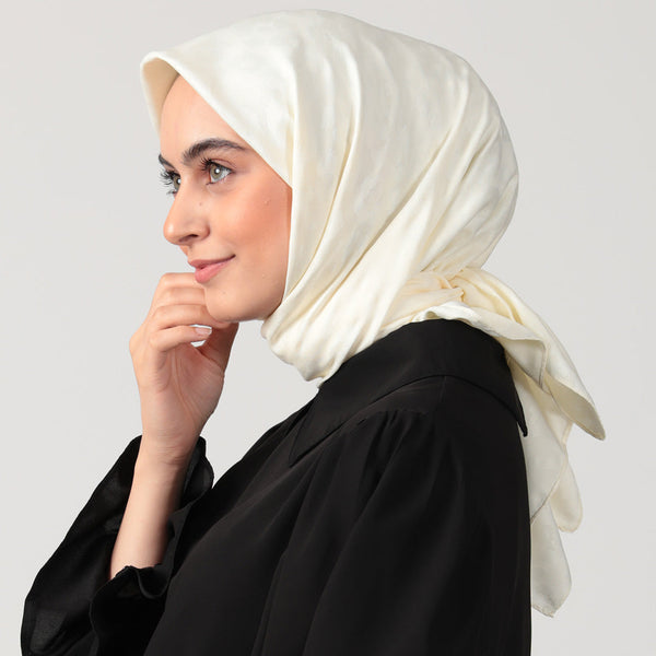 Pamuk Jakar - Leopar Desen Eşarp - Krem