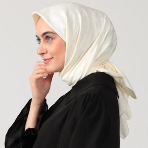 Pamuk Jakar - Leopar Desen Eşarp - Krem