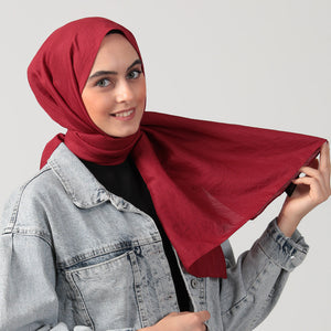 Pamuk Vual Şal - Bordo