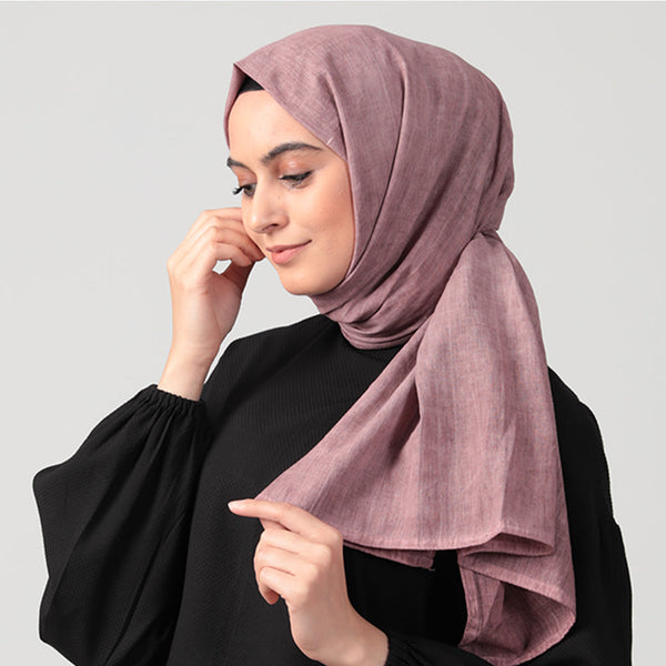 Spor Dikişli Taşlanmış Pamuk Şal - Gül Kurusu