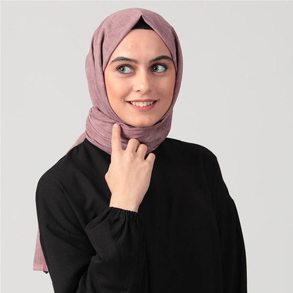 Spor Dikişli Taşlanmış Pamuk Şal - Gül Kurusu