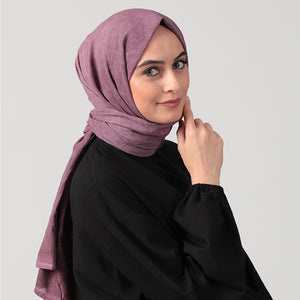 Spor Dikişli Taşlanmış Pamuk Şal - İncir Moru