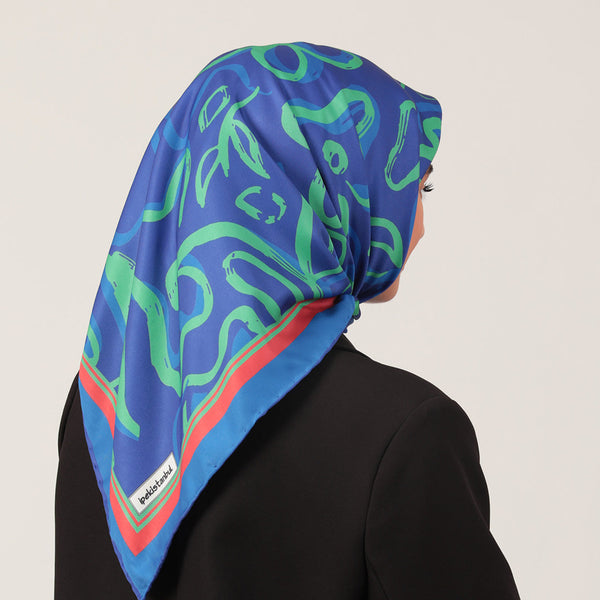 Twill Eşarp - İlkbahar Desen - Fıstık Yeşili