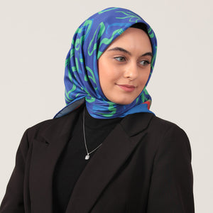 Twill Eşarp - İlkbahar Desen - Fıstık Yeşili