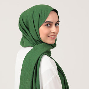 V Desen Fresh Cotton Şal - Çam Yeşili