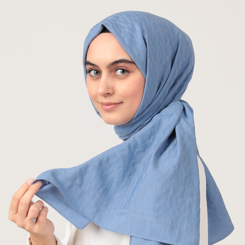 V Desen Fresh Cotton Şal - Mavi