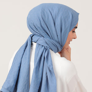 V Desen Fresh Cotton Şal - Mavi