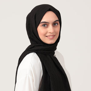 V Desen Fresh Cotton Şal - Siyah